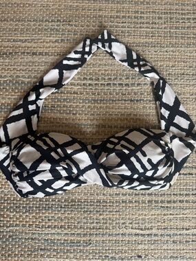 La Blanca Black and White Abstract Halter Bandeau